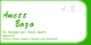 anett bozo business card